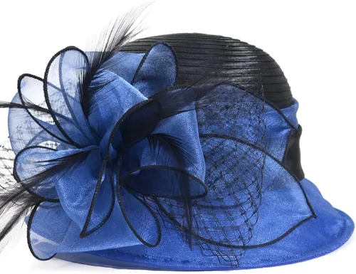 Vista 2 de VECRY Sombrero para mujer, estilo derby, con lazo, para bodas