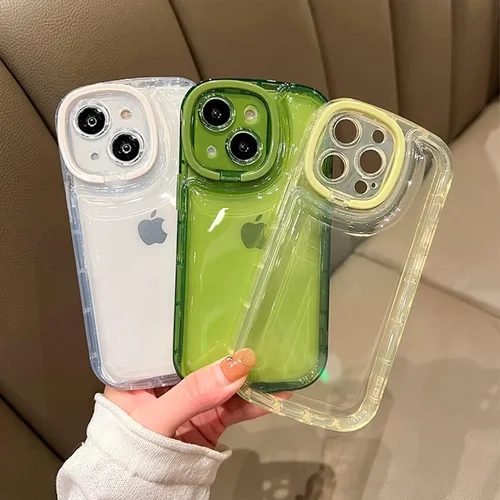 Vista 3 de Ownest Funda compatible con iPhone 14 con función atril transparente, diseño creativo con soporte para cámara para TPU delgada, a prueba de golpes