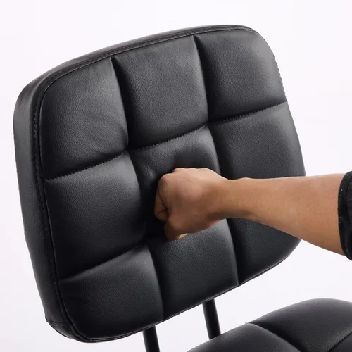 Vista 9 de VINGLI Silla de escritorio compacta y pequeña, linda silla sin brazos con ruedas, silla de tocador con respaldo bajo, silla de tarea ajustable