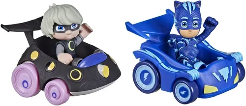 Vista 4 de PJ Masks Catboy vs Luna Girl Battle Racers Juego de juguete preescolar, vehículo y figura de acción para niños a partir de 3 años