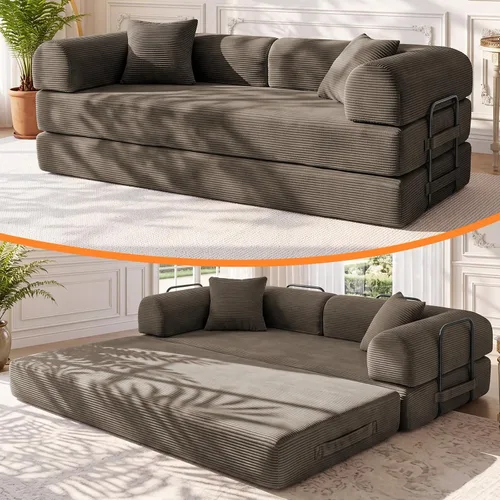 Vista 14 de Sofá cama de espuma viscoelástica de 79 pulgadas, futón convertible con reposacabezas alto, sofá sin hueso Negro