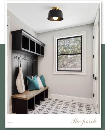 Vista 6 de Lámpara de Techo Moderna Semi Empotrada con Placa Dorada y Pantalla Negra Mate, Lámpara de Techo Estilo Granja para Isla de Cocina Comedor Vestíbulo