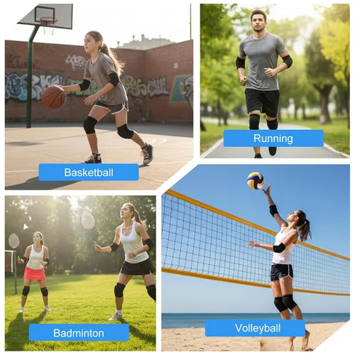 Vista 6 de Juego de 4 rodilleras de voleibol y coderas de voleibol, juego de protección para brazos y rodilleras para deportes (M)