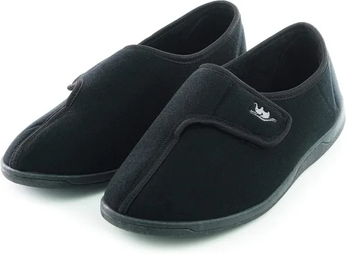 Vista 2 de Pantuflas anchas de espuma viscoelástica 80-D con cierre ajustable para hombre, cómodas y cálidas, de forro polar, artritis, edema, cierre