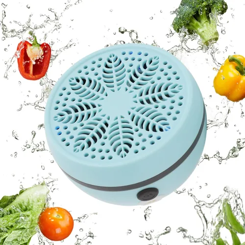 Vista 9 de Lavadora de frutas y verduras, dispositivo limpiador de verduras portátil con 3 engranajes de limpieza purificador de lavadora de frutas para Azul