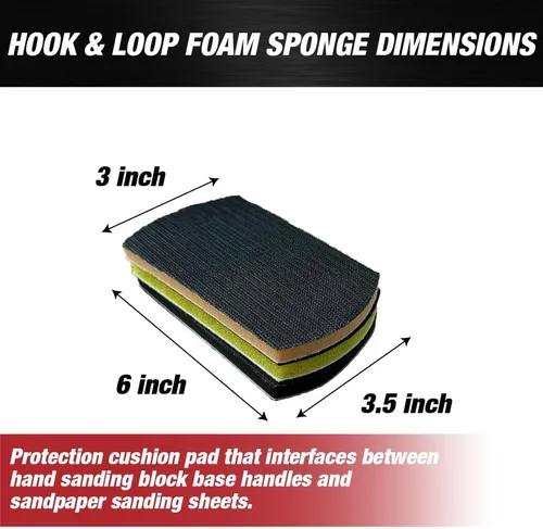 Vista 4 de Kit de bloques de gancho y bucle de 6 pulgadas para lijado a mano y mouse de 6 pulgadas, almohadillas de interfaz ideales para carpintería