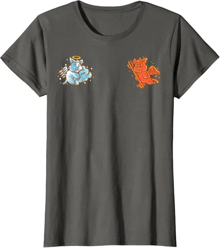 Vista 62 de Camiseta de gato ángel y diablo sentado en tu hombro Nerd Kitten, Negro