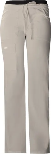 Vista 15 de Cherokee Pantalones quirúrgicos para mujer, tiro bajo, pierna acampanada, cordón ajustable con 6 bolsillos, 24001 Peltre