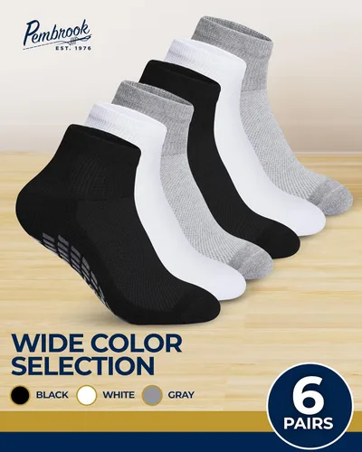 Vista 5 de Pembrook 6 pares de calcetines tobilleros diabéticos para hombres y mujeres con agarres, calcetines de neuropatía de 12 colores para hombres