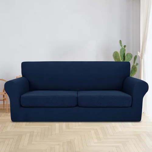 Vista 2 de JIVINER Fundas de sofá de 3 piezas para sofá de 2 cojines, funda elástica para sofá con 2 fundas de cojín de asiento extra grandes, fundas de sofá