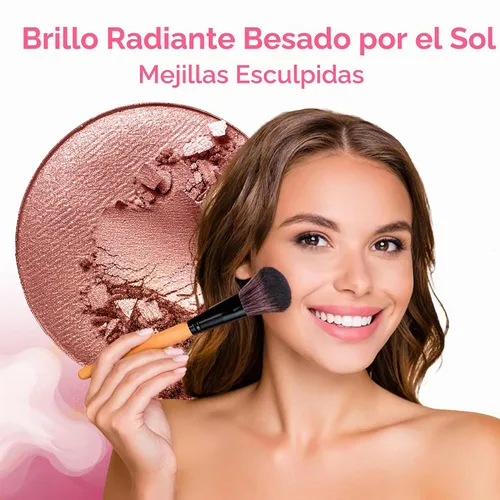 Vista 6 de Kit básico con juego de 6 brochas y juego de bases de maquillaje mineral, piel mate. , Beige