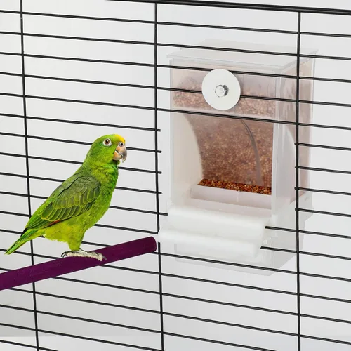 Vista 5 de Yaomiao 4 unidades de comederos para pájaros pequeños sin ensuciar, dispensador automático de agua para periquitos, alimentador de codornices