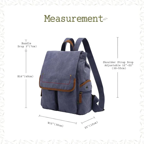 Vista 7 de TSD Brand Atona - Mochila de lona, Azul mezclilla, Tamaño único