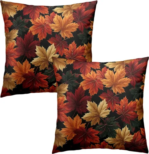 Vista 24 de Juego de 2 fundas de almohada abstractas bohemias de 16 x 16 pulgadas, modernas fundas de almohada de mediados de siglo, diseño de hojas verdes