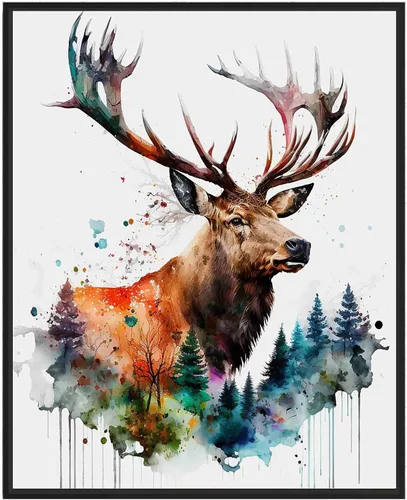 Vista 11 de WIldlife - Póster impreso de pez pescador, impresiones abstractas de animales de acuarela, obras de arte de naturaleza para sala de estar