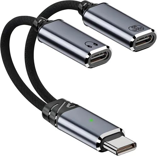 Vista 8 de Adaptador USB C a auriculares y cargador de 0.138 in, adaptador de audio USB C a auxiliar 2 en 1 con carga rápida PD 3.0 de 60 W, chip DAC