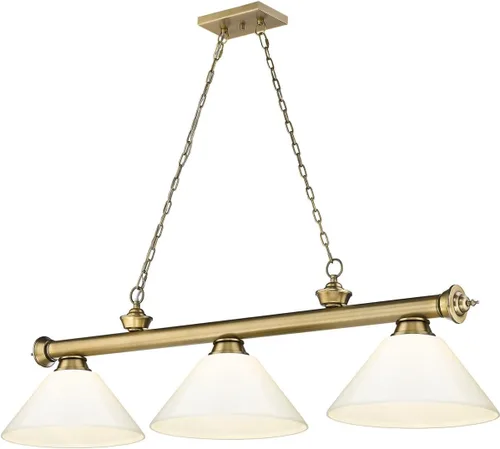 Vista 10 de Z-Lite 2306-3BP-PWH - Colgante de billar con cordón, 3 luces, 180 vatios totales, chapado en bronce