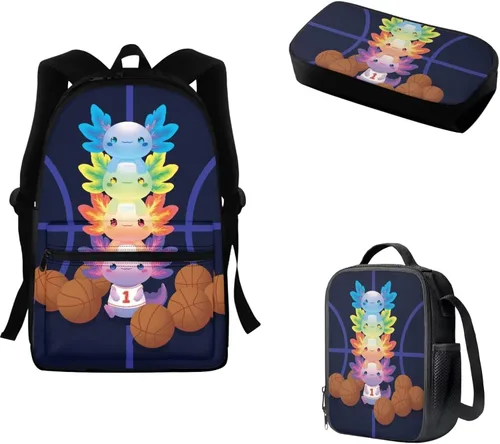 Vista 13 de FOR U DESIGNS Fuego baloncesto impreso niños escuela mochilas viaje mochila libro bolsa