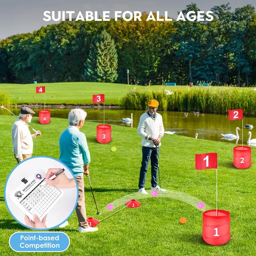 Vista 3 de Juego de cubo de golf al aire libre, juguetes de práctica de golf para familia, adultos y niños, campo de golf portátil para patio trasero, césped