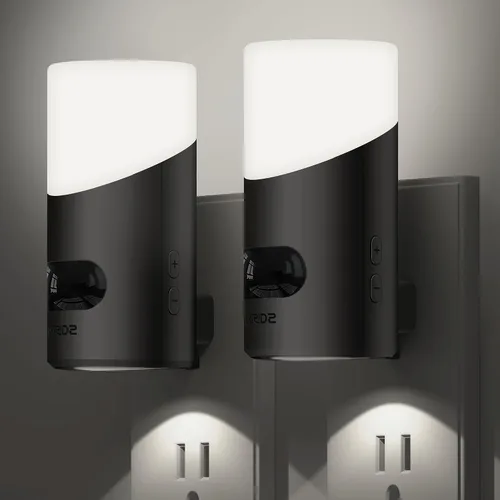 Vista 11 de LyrIDZ - Luz nocturna ámbar con sensor de movimiento, luz nocturna enchufable regulable de 1 a 150 lm para interior, para dormitorio, baño, pasillo