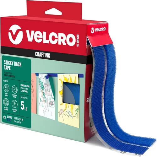 Vista 21 de VELCRO Brand Rollo de cinta negra de 5 pies x 3/4 pulgadas Con adhesivo Corte las tiras a la longitud deseada Cierres de gancho y bucle