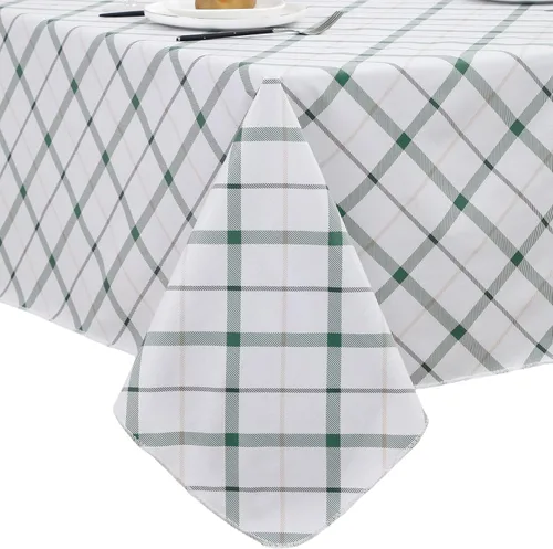 Vista 31 de Mantel de vinilo resistente con reverso de franela, mantel de plástico impermeable a prueba de aceite, resistente a las manchas, limpiable, cubierta