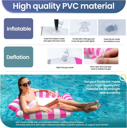 Vista 5 de Flotadores de piscina para adultos, flotador de verano, hamaca de agua inflable para adultos