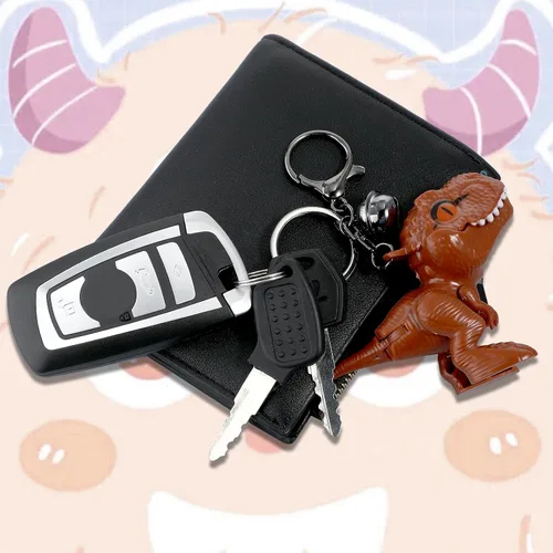 Vista 6 de Cobee Lindo llavero de dinosaurio, llavero de regalo de dibujos animados Kawaii, llavero móvil de dinosaurio para mujeres y hombres mochilas
