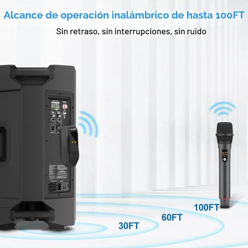 Vista 5 de Aveek Micrófono inalámbrico para karaoke, micrófono de mano profesional para cantar con receptor recargable, micrófono de karaoke inalámbrico