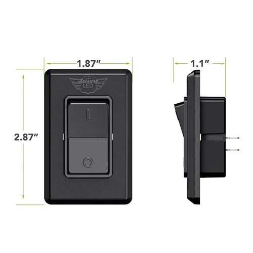 Vista 2 de Interruptor de encendido/apagado moderno de SPST único con tapa, 12 voltios, para RV, remolque, cámper, con etiqueta adhesiva (Negro)