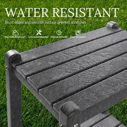 Vista 6 de WestinTrends Malibu Adirondack HDPE - Mesa auxiliar de 2 niveles para patio, 36 pulgadas, color marrón oscuro