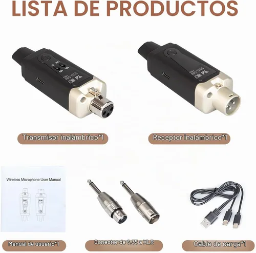 Vista 9 de Depusheng Receptor transmisor de guitarra inalámbrico T9, receptor transmisor de micrófono inalámbrico XLR Sistema inalámbrico para micrófono