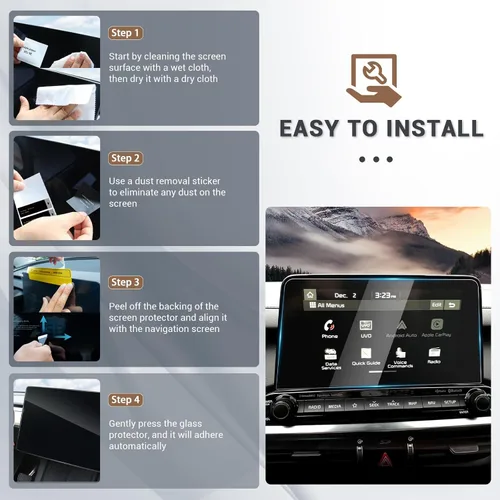 Vista 4 de YEE PIN Protector de pantalla de vidrio templado HD de 8 pulgadas para Kia Forte 2019, 2020, 2021, 2022, protector de pantalla de 8 pulgadas