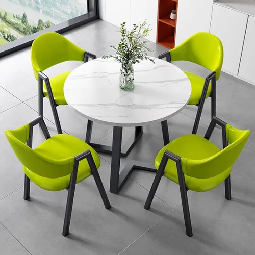 Vista 14 de YVYKFZD Office Reception Room Club Table, Round Conference Table, Simple Kitchen Dining Table Set with Metal Legs, Small Conference Room Table and