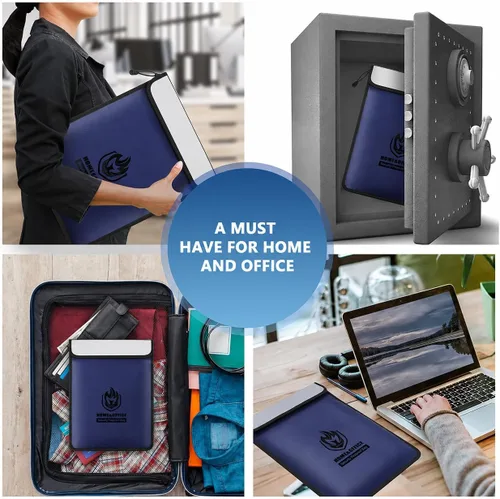 Vista 6 de andyer - Bolsa de documentos ignífuga mejorada con dos bolsillos (2000 ℉), bolsa de dinero impermeable ignífuga de 15 x 11 pulgadas con cremallera