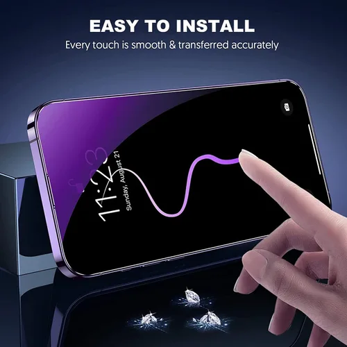 Vista 5 de Protector de pantalla de privacidad compatible con iPhone 13 Pro y compatible con iPhone 14/13 efecto espejo, vidrio templado, antiespía, paquete