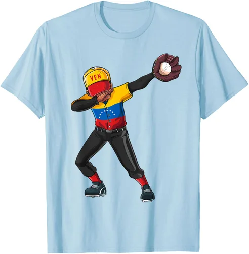 Vista 79 de Baseball Dabbing Venezuela Player Catcher Pitcher Hombres Niños Camiseta, Negro