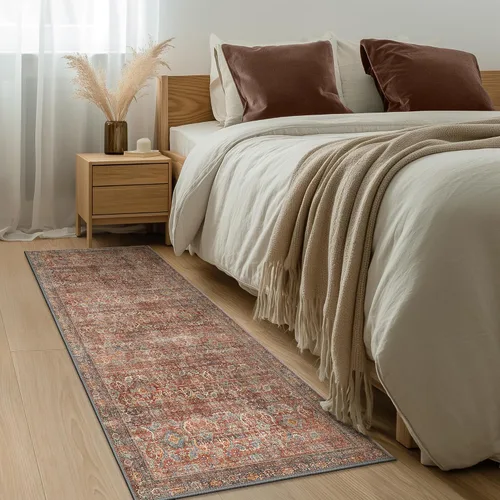 Vista 21 de Bavni Tapetes de 2 x 3 pies, lavable a máquina, clásico, con estampado gastado, ultradelgado, felpilla, decorativo, pelo corto, ligero