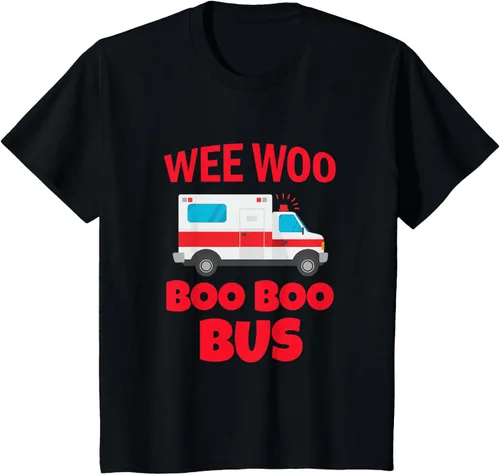 Vista 33 de Wee Woo Boo Boo Bus First Responder - Camiseta divertida de ambulancia, Negro, S