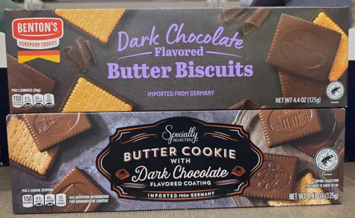 Vista 3 de German Milk & Dark Combo Galletas de mantequilla cubiertas de chocolate, cajas de 4.4 onzas (paquete de 2)