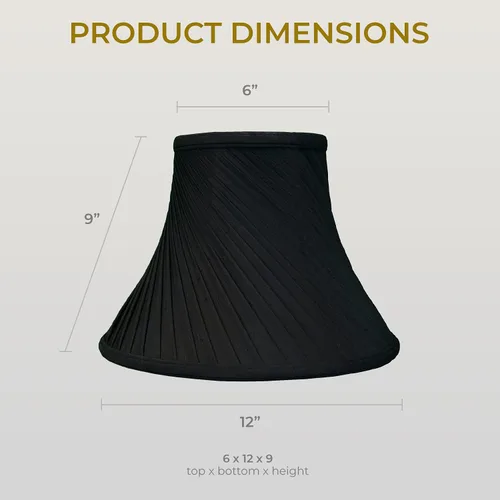 Vista 2 de Royal Designs - Pantalla básica para lámpara, diseño de pliegues retorcidos, 6 x 12 x 9 pulgadas, negro/oro, BS-717-12BLKGL