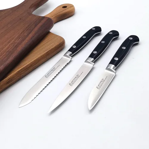 Vista 7 de MATTSTONE HILL - Cuchillo de cocina pequeño de 3.15 pulgadas, cuchillo de pelar, acero alemán, mango de triple remache