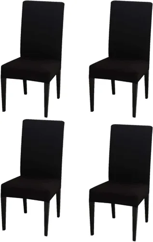 Vista 16 de Chickwin Paquete de 2 fundas elásticas para sillas de comedor, fundas elásticas negras para sillas de cocina, de elastano, sin brazos, ideales