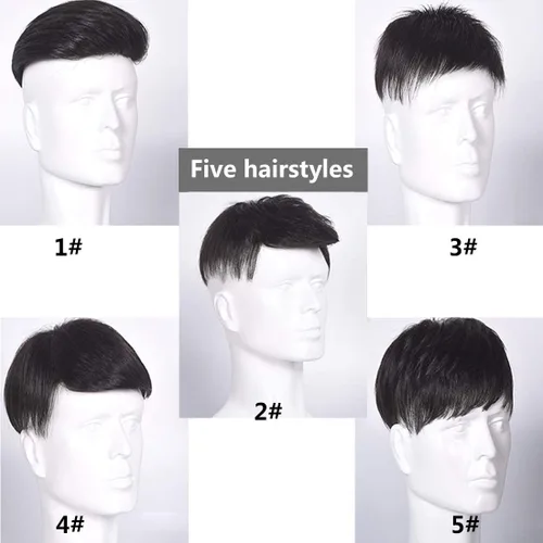 Vista 7 de Extensiones de pelo de encaje atadas a mano para hombres (7.9 x 8.7 pulgadas 2#, negro natural) Cabello humano, clip en la parte superior Hai