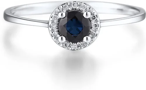 Vista 2 de Santuzza Anillo delicado de oro macizo de 10 quilates con piedras preciosas de diamante genuino para mujer