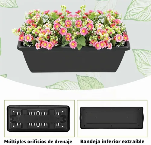 Vista 3 de Cama de jardín elevada vertical de 3 niveles, soporte de macetas de jardín elevadas, caja de maceta de jardín vertical con agujeros de drenaje
