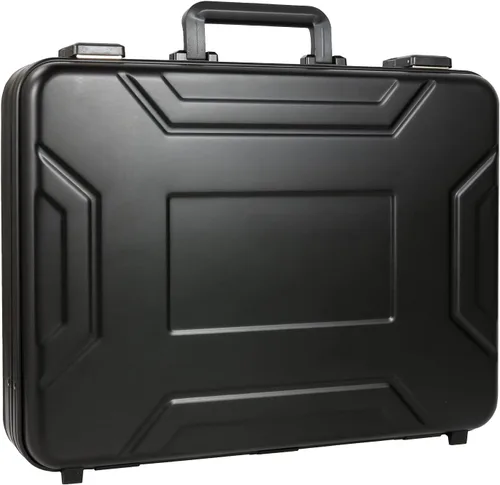 Vista 2 de Urecimy Maletín de metal, caja de herramientas de aluminio, maletín para cuaderno, Negro