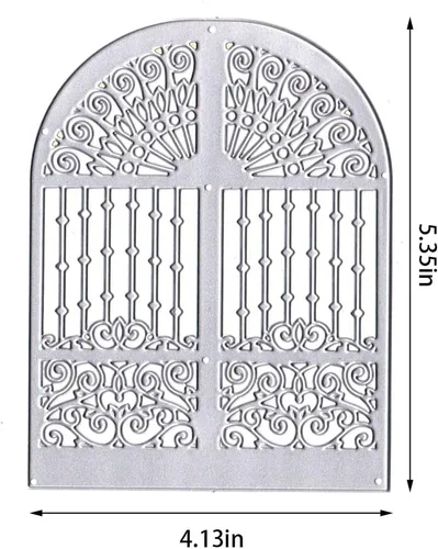 Vista 2 de Hying Troqueles de corte para marco de ventana de puerta para hacer tarjetas, marco de tarjeta de ventana de encaje floral, troqueles, cubierta