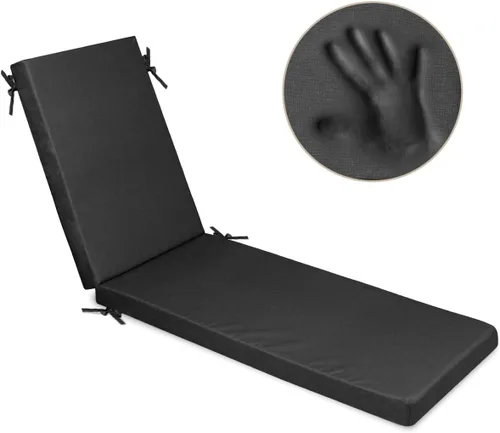 Vista 7 de Milliard Cojín de espuma viscoelástica para exteriores, cojín de descanso con funda impermeable y lavable, cojín para silla de patio, cojín de Negro