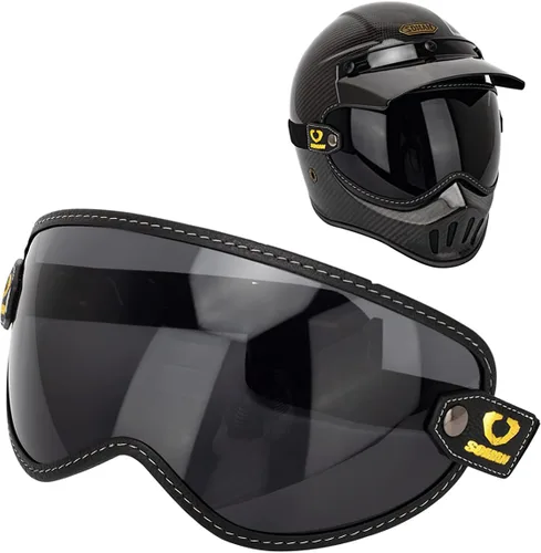 Vista 16 de Protector retro para casco de motocicleta, visera de burbujas, lentes de policarbonato de repuesto universal para casco completo de cara abierta